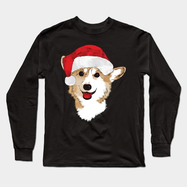 Ho Ho Happy Corgi Christmas Long Sleeve T-Shirt by polliadesign